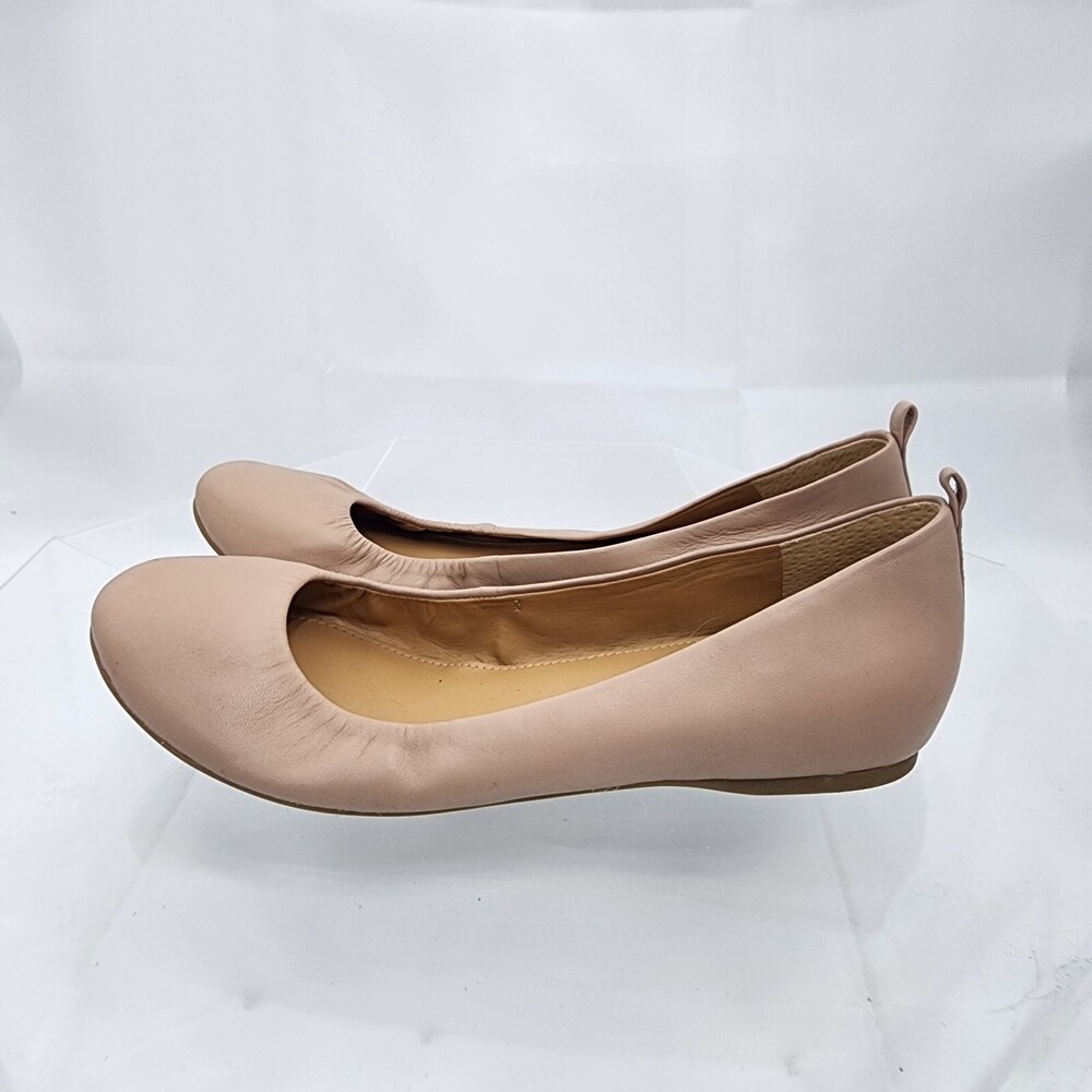 J CREW Anya 9.5 Nude/Natur/Tan Leather Slip on Ballet/Ballerina Flats Used